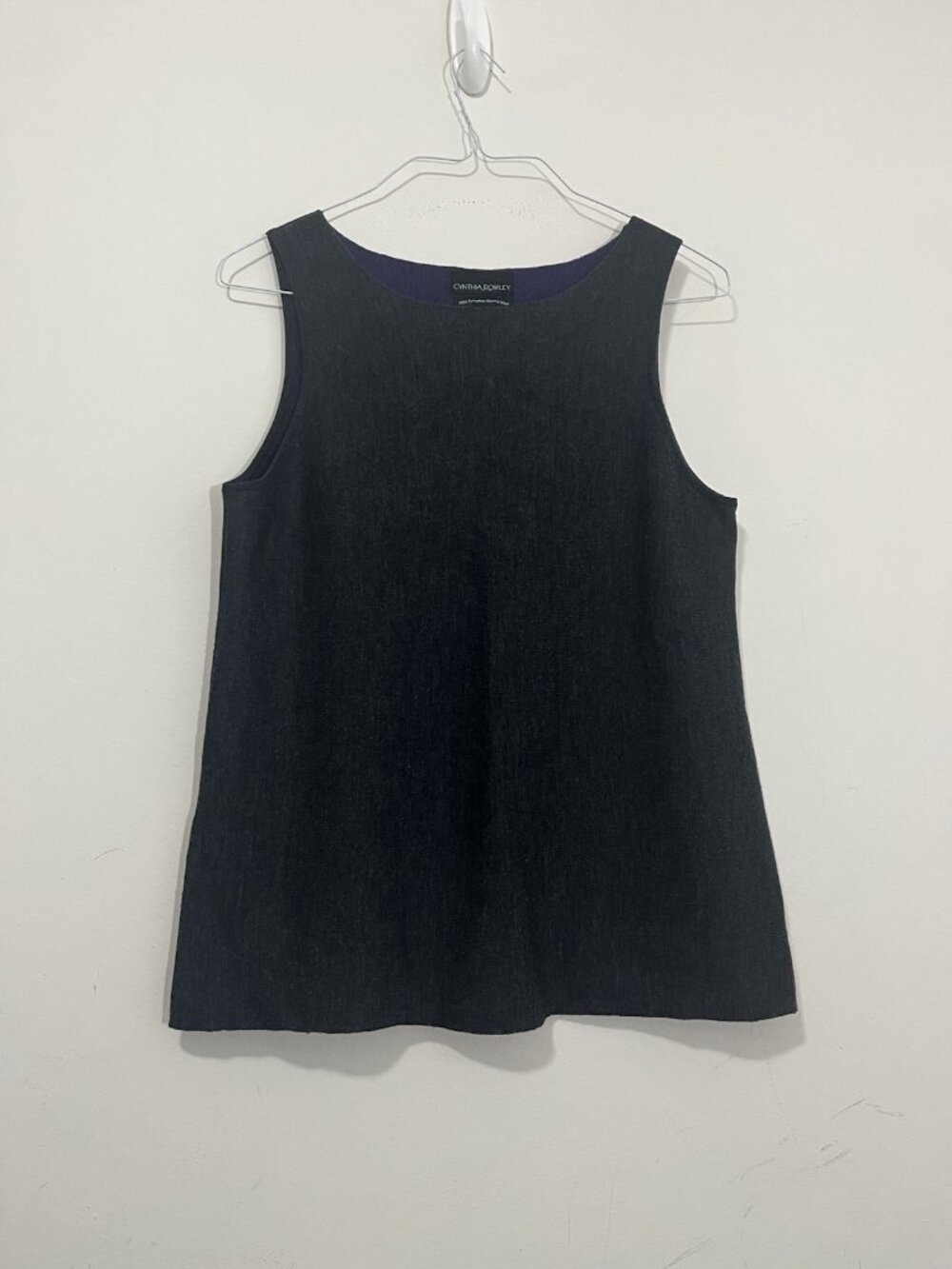 Cynthia Rowley 100% Extrafine Merino Wool Sweater Tank Top Charcoal L Minimalist